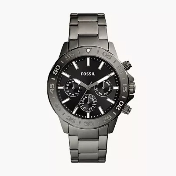 Fossil Bannon 45mm Smoke Grey Black Chronograph-Waterproof